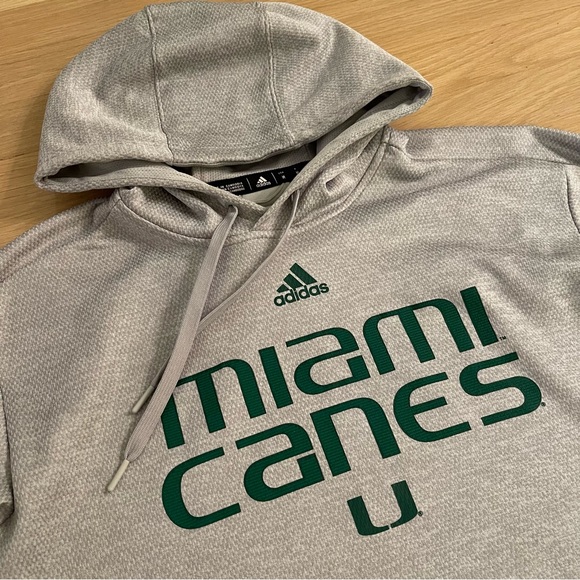 Adidas NCAA University of Miami Canes Gray Hoodie | Size: Medium - Picture 3 of 9